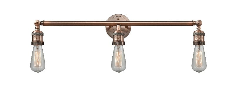 INNOVATIONS LIGHTING 205 BARE BULB FRANKLIN RESTORATION 30 INCH 3 LIGHT WALL MOUNT BATH VANITY LIGHT