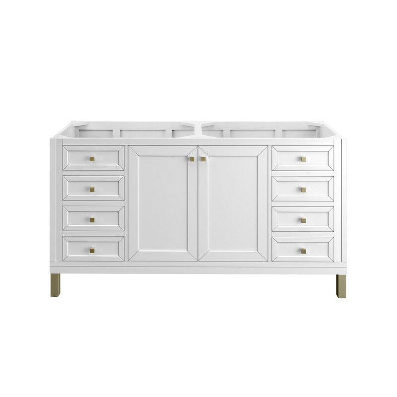 JAMES MARTIN 305-V60D CHICAGO 60 INCH GLOSSY WHITE DOUBLE SINK VANITY CABINET ONLY