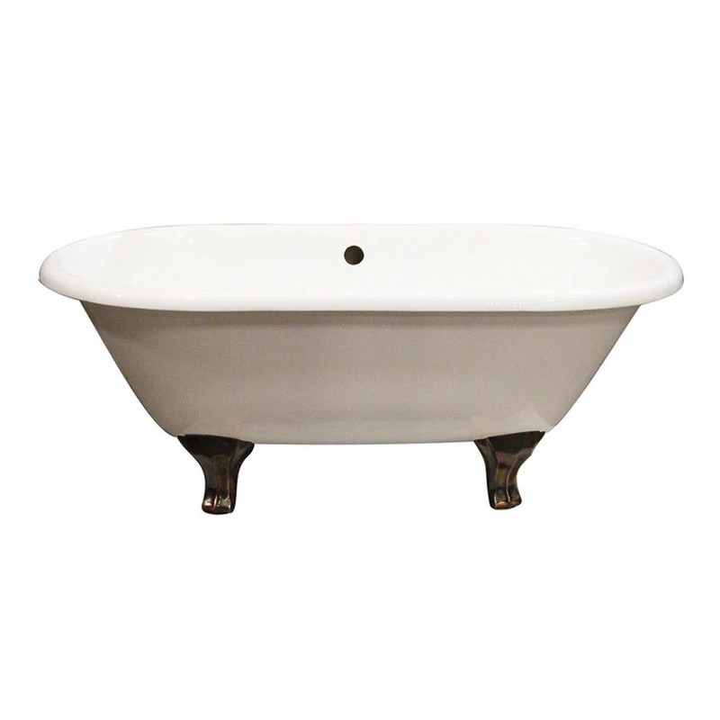 BARCLAY CTDR61J-WH COLUMBIA 60 INCH CAST IRON FREESTANDING DOUBLE ROLL TOP BATHTUB IN WHITE