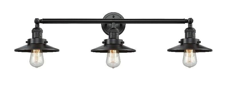 INNOVATIONS LIGHTING 205-M5 RAILROAD FRANKLIN RESTORATION 32 INCH 3 LIGHT WALL MOUNT BATH VANITY LIGHT