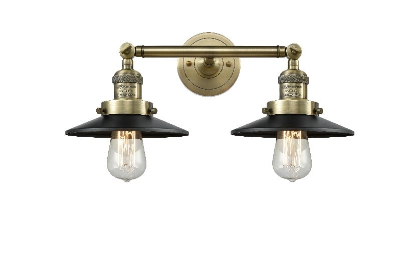 INNOVATIONS LIGHTING 208-M6 RAILROAD FRANKLIN RESTORATION 18 INCH 2 LIGHT WALL MOUNT BATH VANITY LIGHT