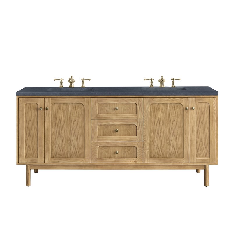 JAMES MARTIN 545-V72-LNO-3CSP LAURENT 72 INCH LIGHT NATURAL OAK DOUBLE SINK VANITY WITH 3 CM CHARCOAL SOAPSTONE TOP