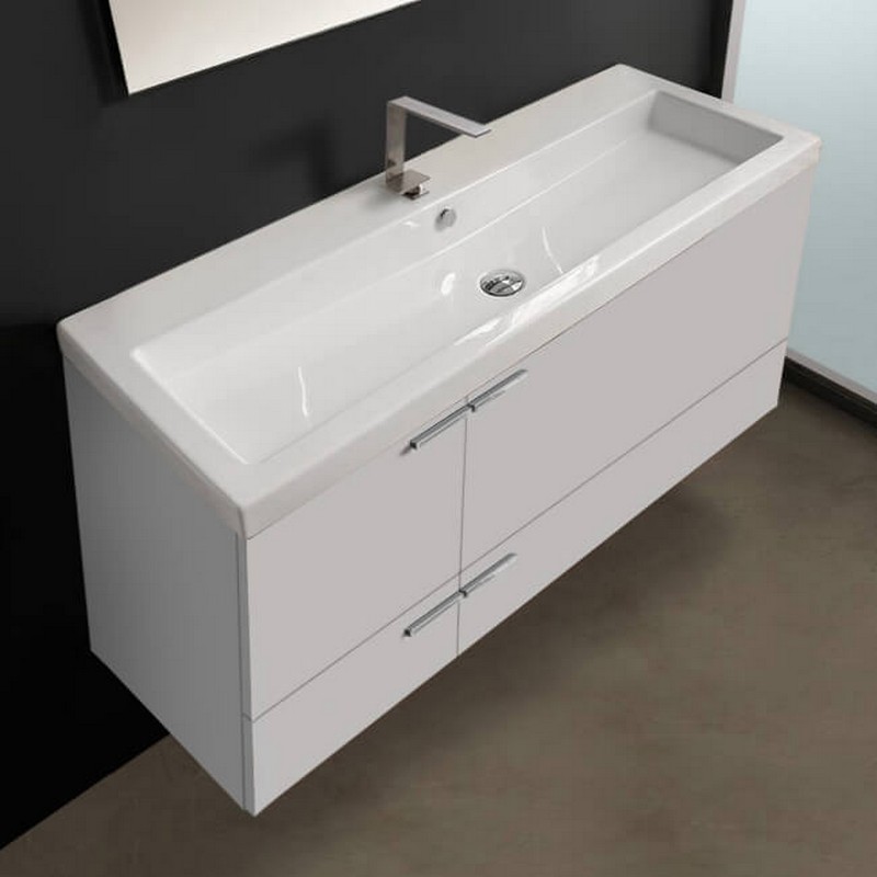 ACF ANS3 NEW SPACE 47 1/4 INCH WALL MOUNT BATHROOM VANITY WITH CERAMIC SINK