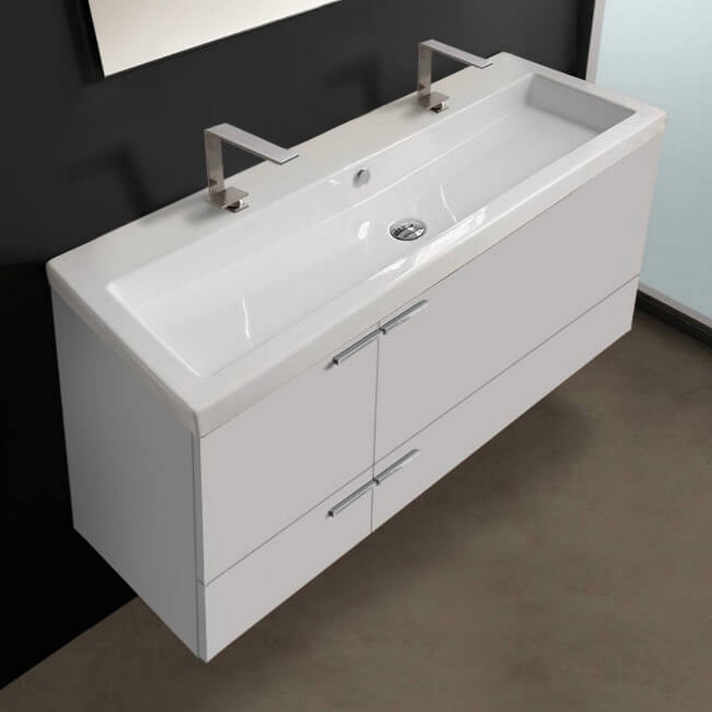 ACF ANS39 NEW SPACE 47 1/4 INCH WALL MOUNT BATHROOM VANITY WITH CERAMIC SINK