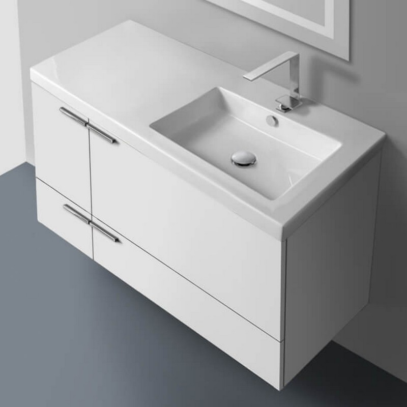ACF ANS45 NEW SPACE 39 3/8 INCH WALL MOUNT BATHROOM VANITY WITH CERAMIC SINK