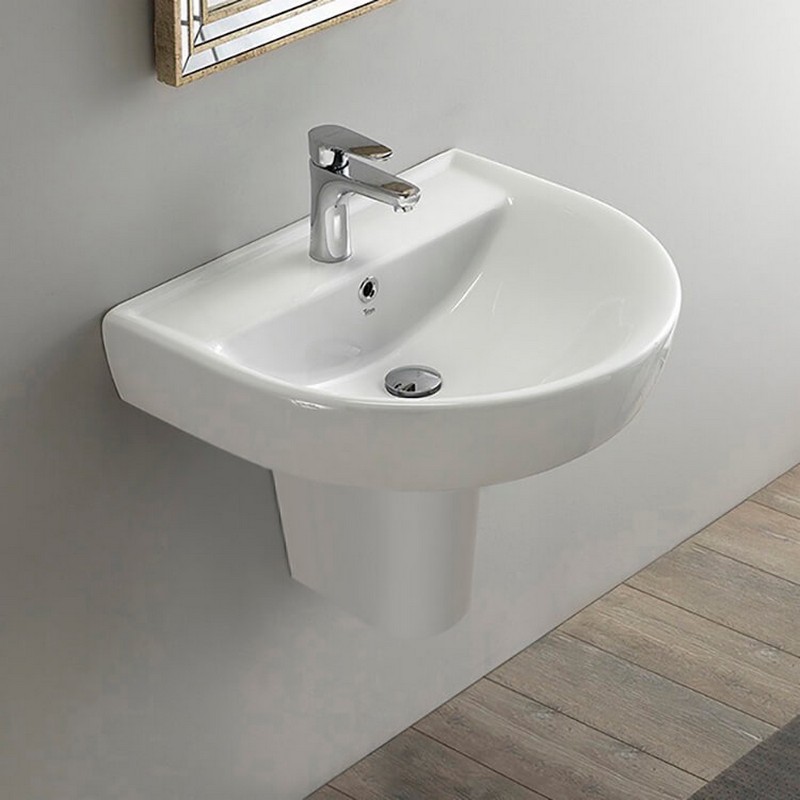 CERASTYLE 003100U-S-PED-ONE HOLE BELLA 17 3/4 INCH SEMI-PEDESTAL OR WALL MOUNTED SINK