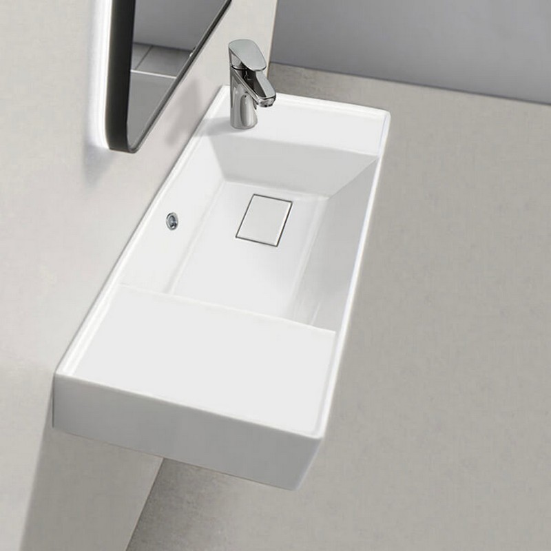 CERASTYLE 044700-U-ONE HOLE SHARP 31 5/8 INCH WALL MOUNTED OR DROP IN SINK