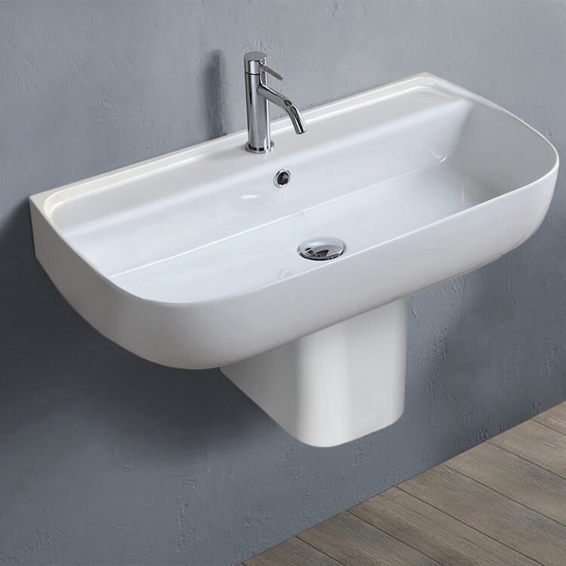 CERASTYLE 078700U-S-PED AQUA 29 5/8 INCH SEMI-PEDESTAL OR WALL MOUNTED SINK