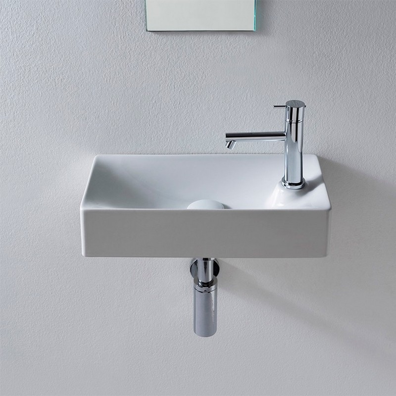 SCARABEO 1501-ONE HOLE SOFT 17 3/4 INCH WALL MOUNTED OR VESSEL SINK