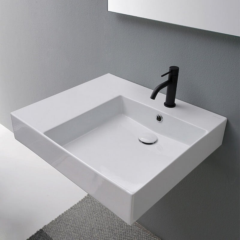 SCARABEO 5148 TEOREMA 2.0 PLUS 23 5/8 INCH WALL MOUNTED OR VESSEL BATHROOM SINK