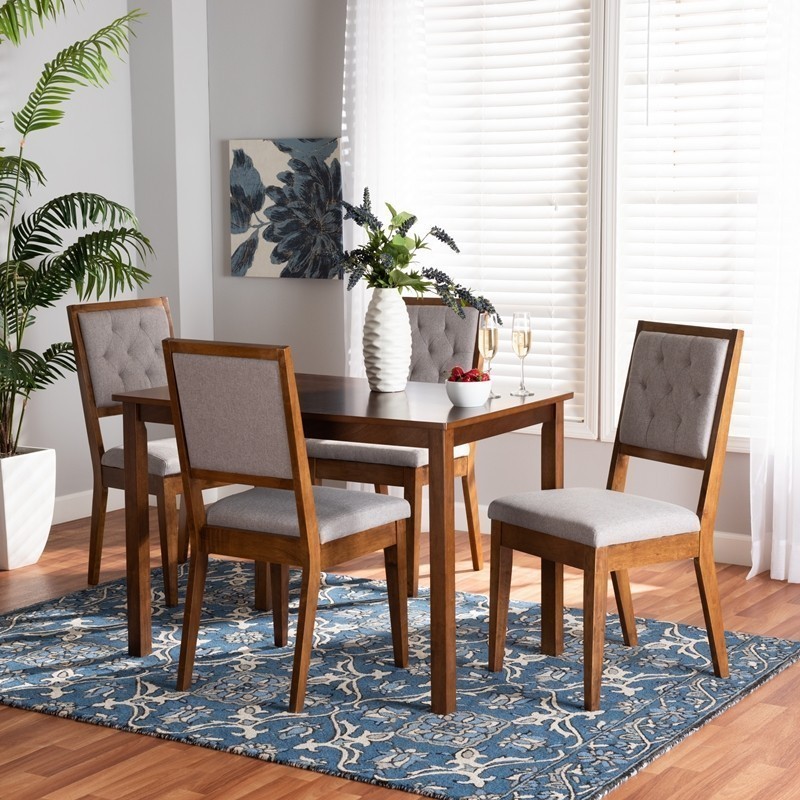 BAXTON STUDIO SUVI-5PC DINING SET SUVI MODERN AND CONTEMPORARY FABRIC UPHOLSTERED AND WOOD 5-PIECE DINING SET