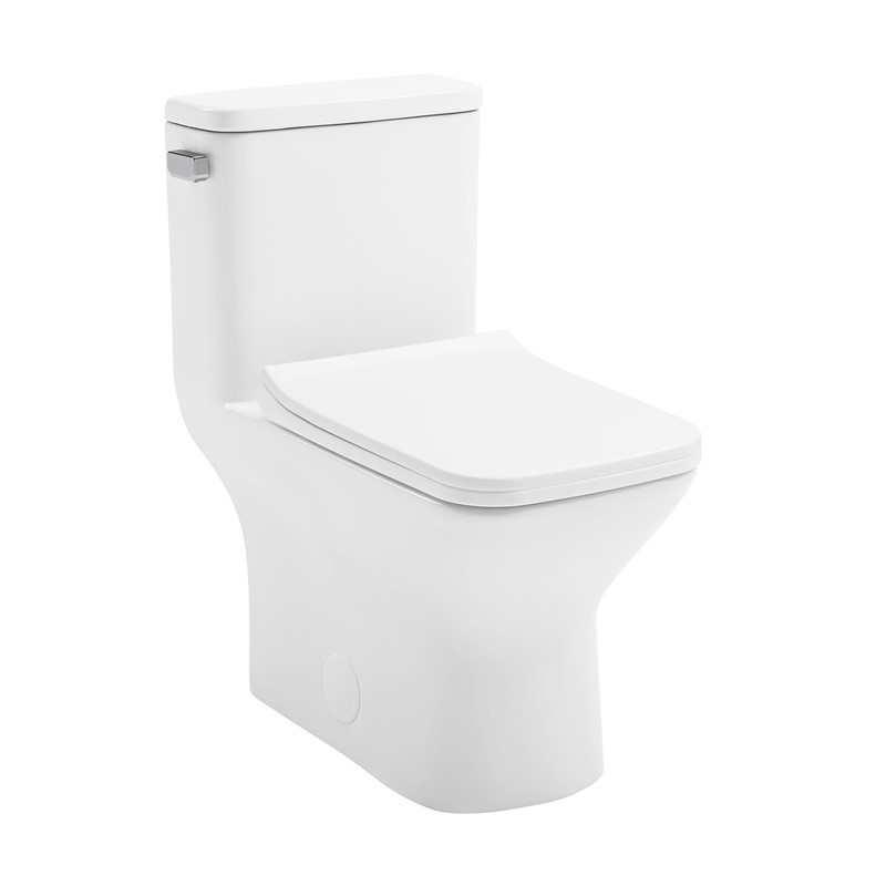 SWISS MADISON SM-1T258 CARRE 25 7/8 INCH ONE PIECE SQUARE TOILET WITH SIDE FLUSH - WHITE