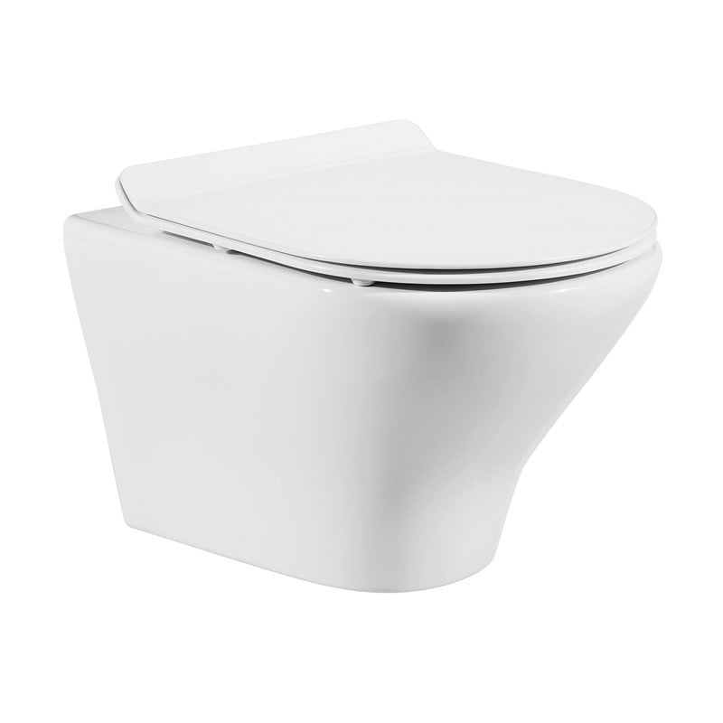 SWISS MADISON SM-WT460 MONACO 19 1/2 INCH WALL-HUNG ROUND TOILET BOWL - WHITE