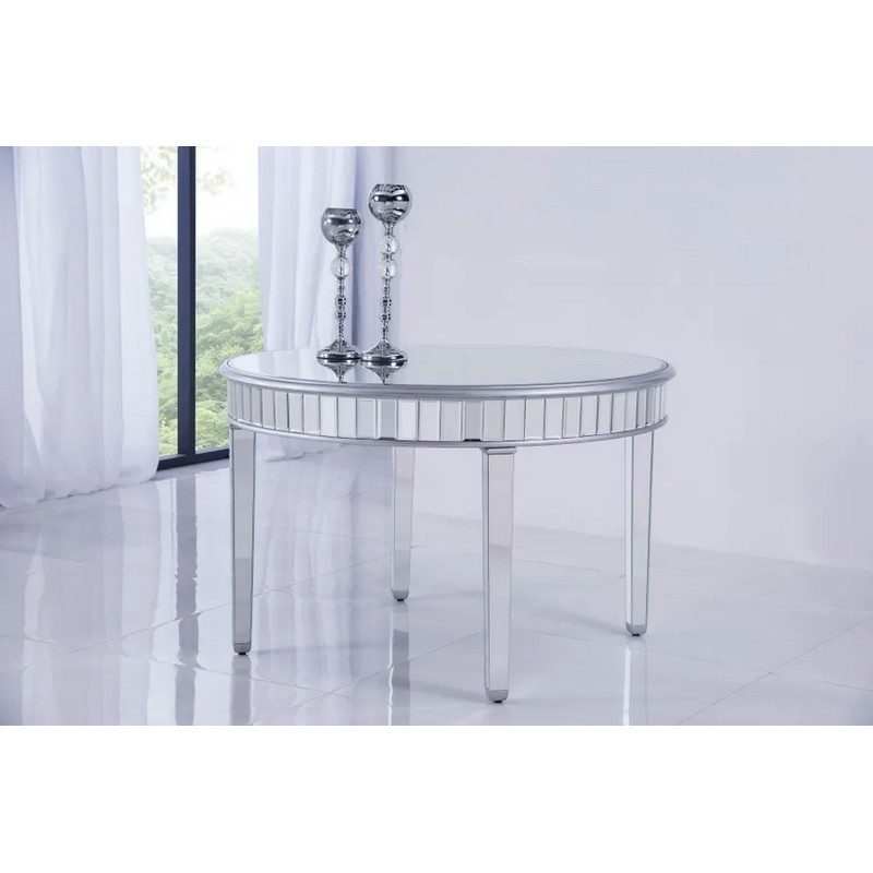 ELEGANT FURNITURE LIGHTING MF6-1008S CONTEMPO 47 1/2 INCH DINING TABLE - HAND RUBBED ANTIQUE SILVER