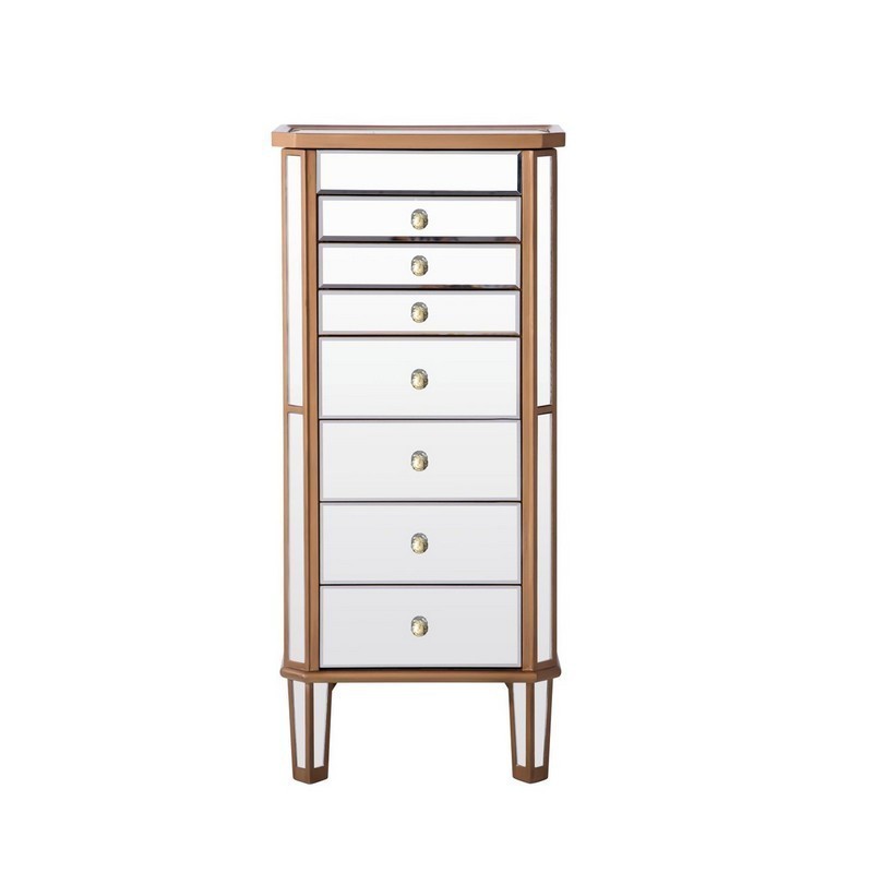 ELEGANT FURNITURE LIGHTING MF6-1103GC CONTEMPO 18 INCH JEWELRY ARMOIRE - HAND RUBBED ANTIQUE GOLD