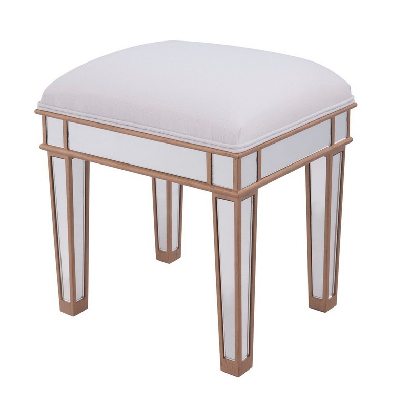 ELEGANT FURNITURE LIGHTING MF6-1107G 18 INCH SOLID WOOD DRESSING STOOL - HAND RUBBED ANTIQUE GOLD