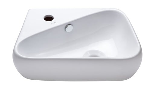 ELITE SINKS EC1602-R ELANTI 18 INCH WALL MOUNTED RIGHT-FACING TRIANGULAR BATHROOM SINK - WHITE