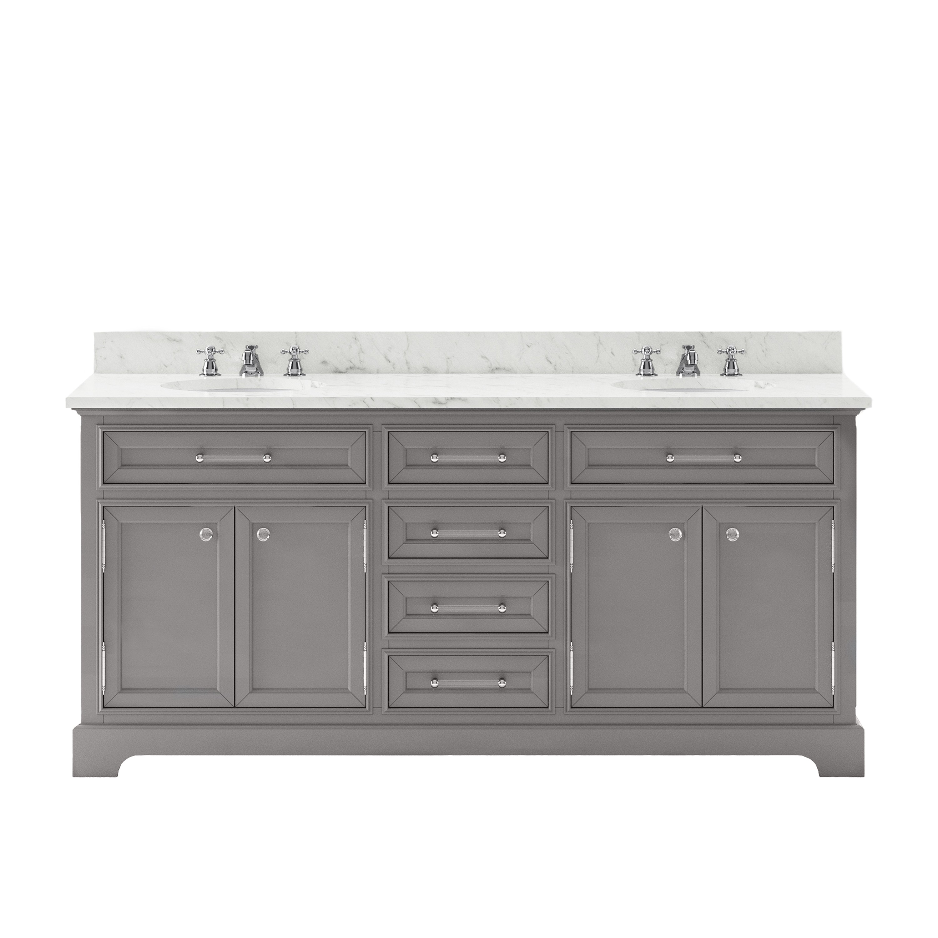 WATER-CREATION DE72CW01CG-000BX0901 DERBY 72 INCH CASHMERE GREY DOUBLE SINK BATHROOM VANITY WITH FAUCET