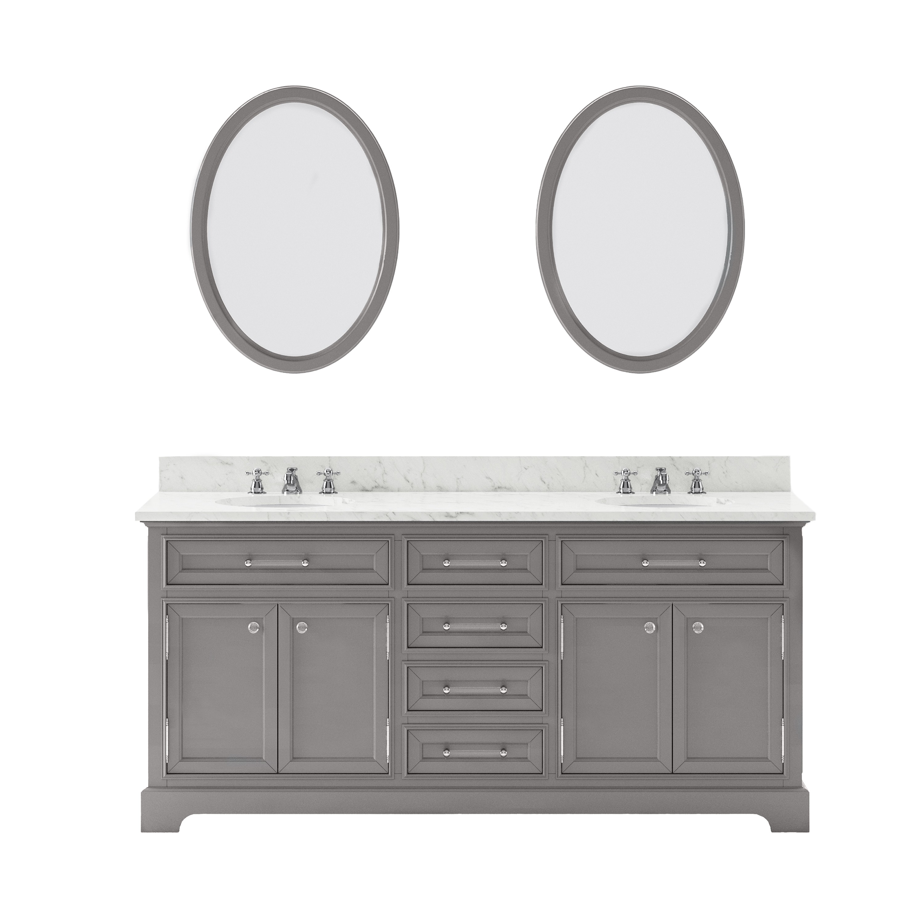 WATER-CREATION DE72CW01CG-O24000000 DERBY 72 INCH CASHMERE GREY DOUBLE SINK BATHROOM VANITY WITH 2 MATCHING FRAMED MIRRORS