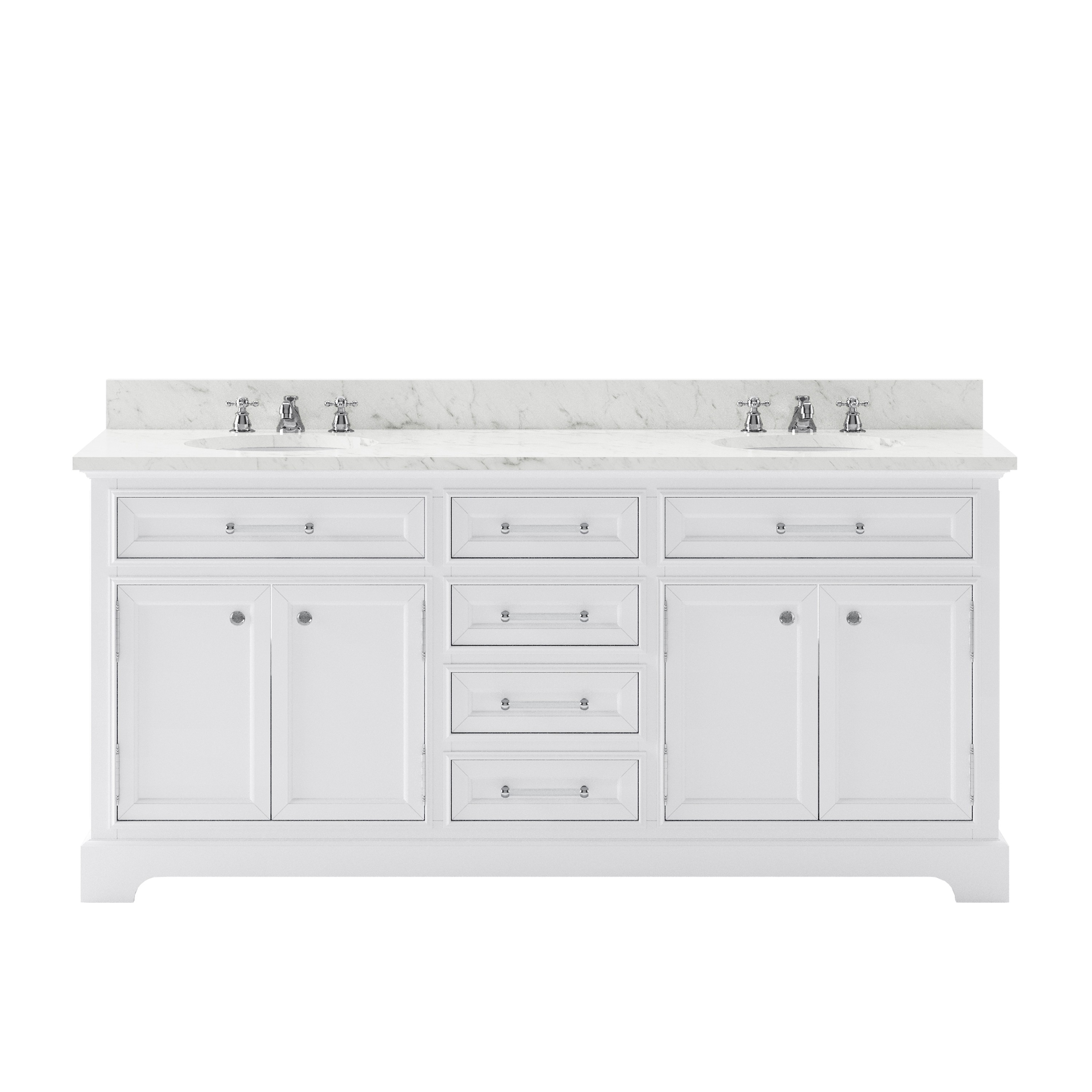 WATER-CREATION DE72CW01PW-000BX0901 DERBY 72 INCH PURE WHITE DOUBLE SINK BATHROOM VANITY WITH FAUCET