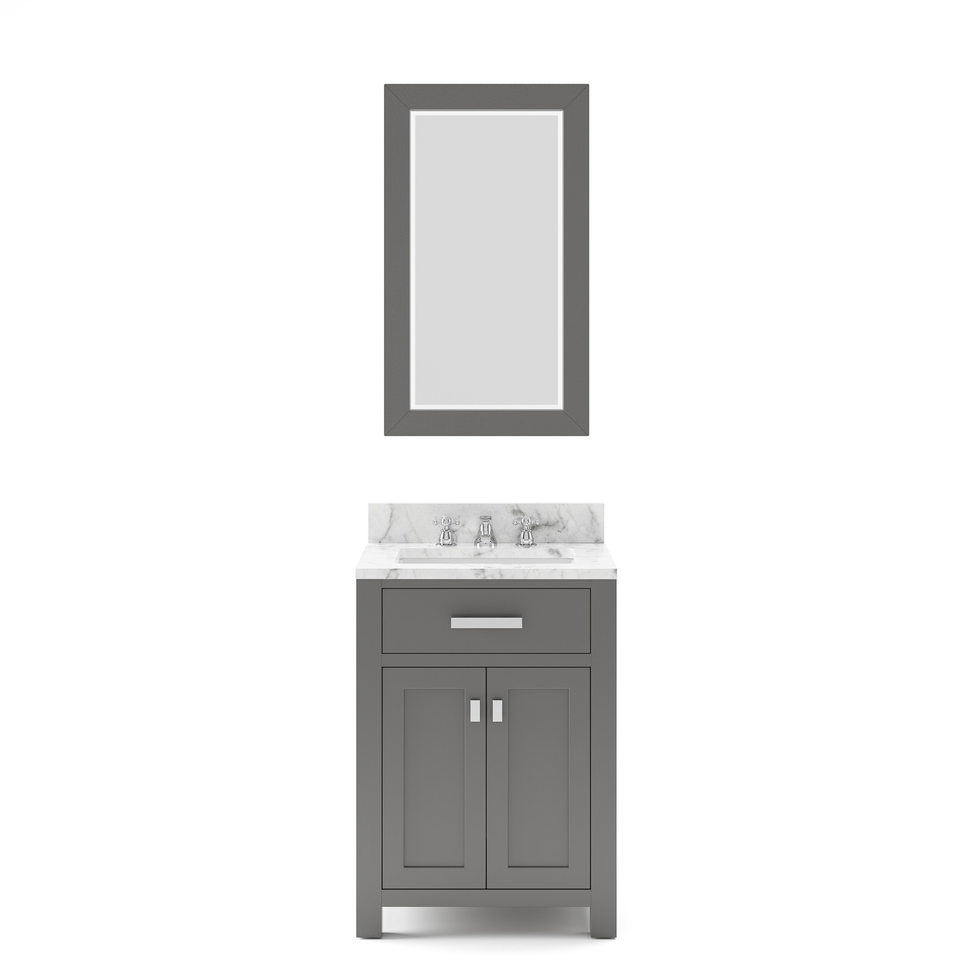 WATER-CREATION MS24CW01CG-R21000000 MADISON 24 INCH CASHMERE GREY SINGLE SINK BATHROOM VANITY WITH MATCHING FRAMED MIRROR