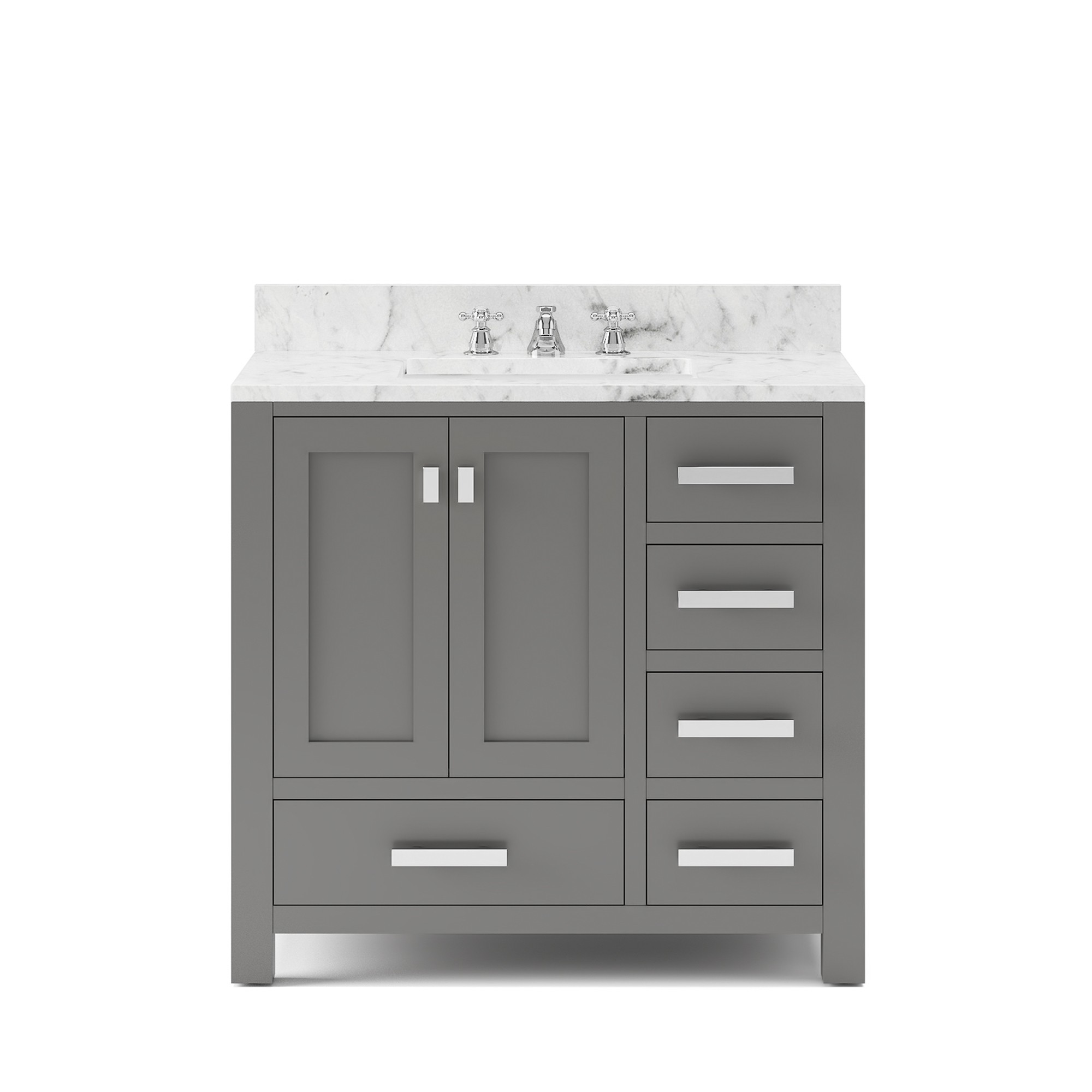 WATER-CREATION MS36CW01CG-000BX0901 MADISON 36 CASHMERE GREY SINGLE SINK BATHROOM VANITY WITH FAUCETS
