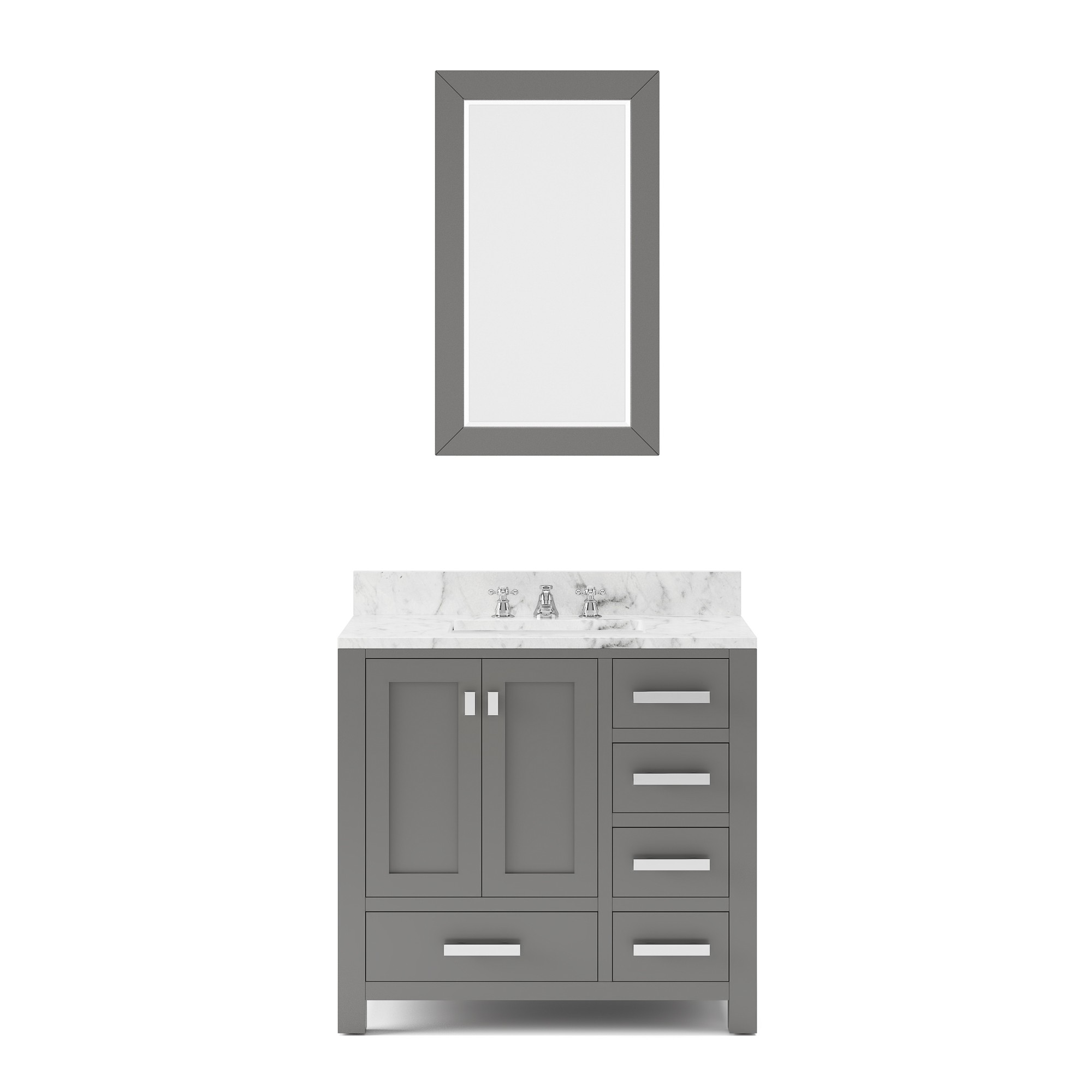 WATER-CREATION MS36CW01CG-R24000000 MADISON 36 CASHMERE GREY SINGLE SINK BATHROOM VANITY WITH MATCHING MIRROR