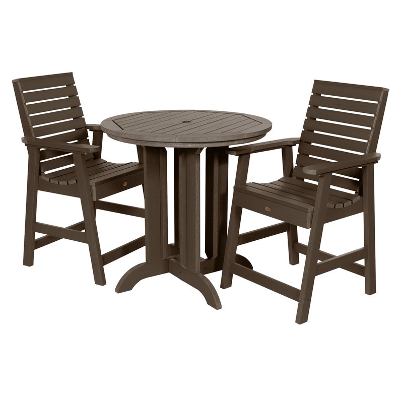 HIGHWOOD USA AD-CNW36 WEATHERLY 3 PIECES ROUND COUNTER DINING SET