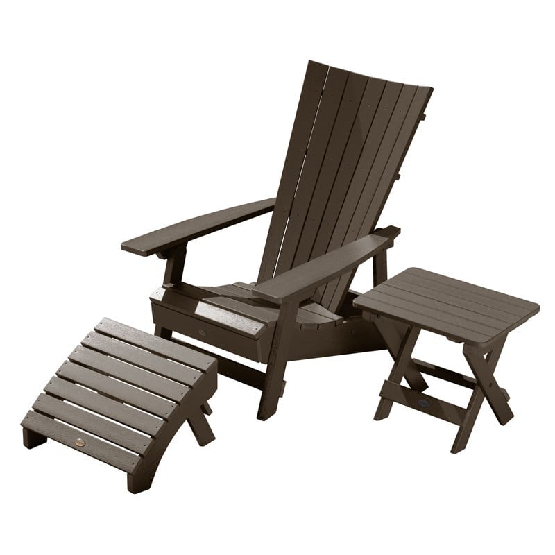 HIGHWOOD USA AD-KITADRI3 MANHATTAN BEACH ADIRONDACK CHAIR WITH FOLDING ADIRONDACK SIDE TABLE AND OTTOMAN