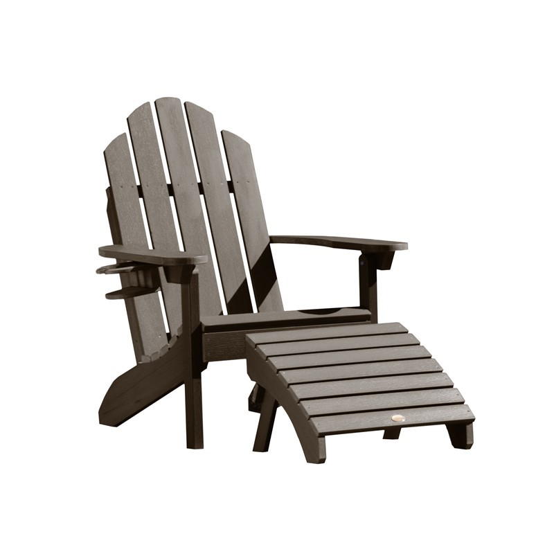 HIGHWOOD USA AD-KITCLAS4 ONE CLASSIC WESTPORT ADIRONDACK CHAIR WITH ONE EASY-ADD CUP HOLDER AND ONE FOLDING ADIRONDACK OTTOMAN
