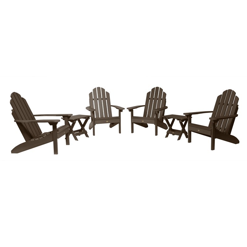 HIGHWOOD USA AD-KITCLAS8 FOUR CLASSIC WESTPORT ADIRONDACK CHAIRS WITH 2 FOLDING SIDE TABLES