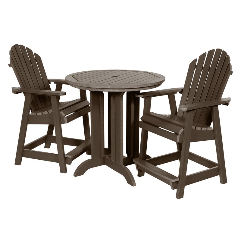 HIGHWOOD USA CM-ST3SQC1 COMMERCIAL GRADE 3 PIECES MUSKOKA ADIRONDACK BISTRO DINING SET IN COUNTER HEIGHT WITH 36 INCH TABLE