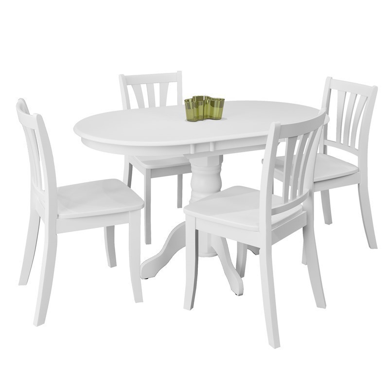 CORLIVING DSH-40-Z2 DILLON EXTENDABLE STAINED SOLID WOOD DINING SET, 5 PIECES
