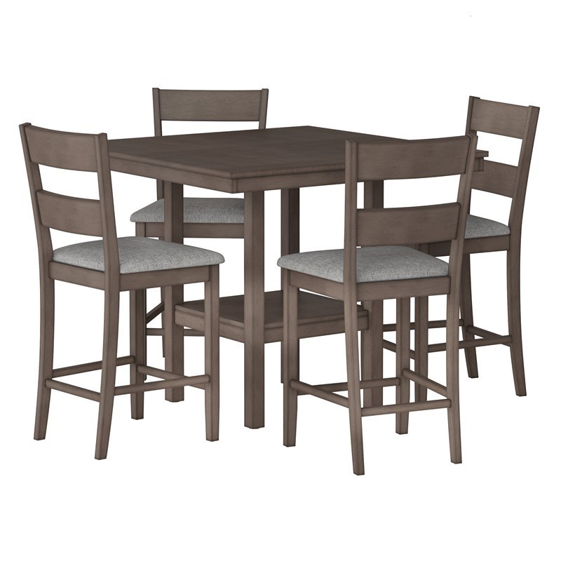 CORLIVING DTS-200-Z1 TUSCANY COUNTER HEIGHT DINING SET, 5 PIECES - WASHED GREY