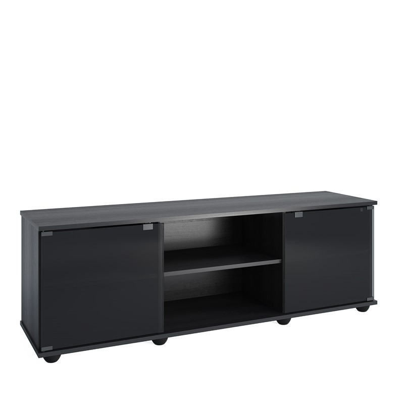 CORLIVING FB-2600 HOLLAND 60 INCH RAVENWOOD WOODEN TV STAND FOR TVS UP TO 75 INCH - BLACK