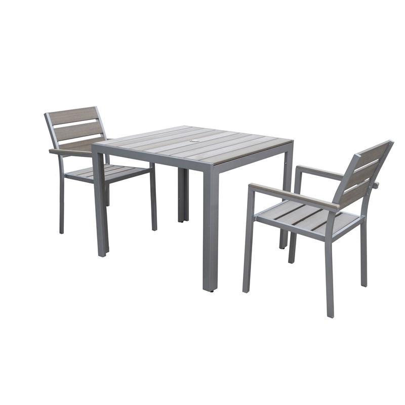 CORLIVING PJR-573-Z1 OUTDOOR DINING SET, 3 PIECES - SUN BLEACHED GREY