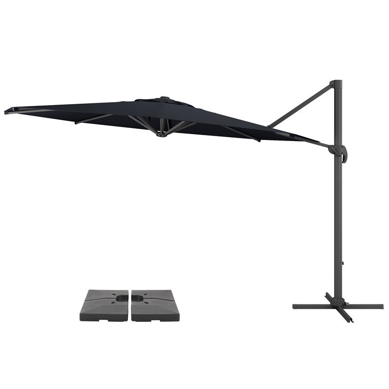 CORLIVING PPU-50-Z1 136 INCH UV RESISTANT DELUXE OFFSET PATIO UMBRELLA AND BASE