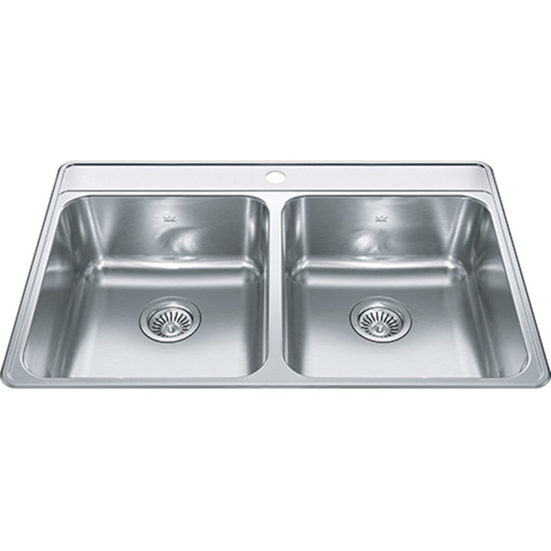 KINDRED FCDLA3322-8-1CBN CREEMORE 33 INCH 1-HOLE DROP-IN DOUBLE BOWL STAINLESS STEEL KITCHEN SINK