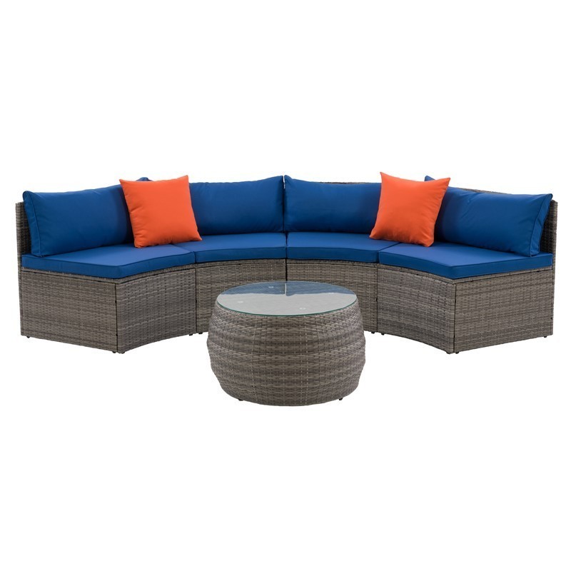 CORLIVING PRK-452-Z1 PARKSVILLE PATIO SECTIONAL SET WITH CUSHIONS, 3 PIECES - BLACK AND ASH GREY