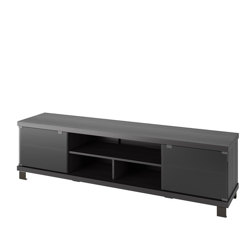CORLIVING THC-702-B HOLLAND 71 INCH RAVENWOOD WOODEN EXTRA WIDE TV STAND FOR TVS UP TO 85 INCH - BLACK