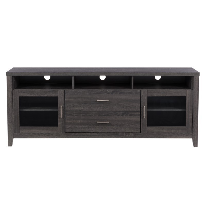 CORLIVING THW-710-B HOLLYWOOD 70 INCH TV CABINET WITH DRAWERS FOR TVS UP TO 85 INCH - DARK GREY
