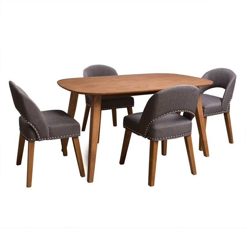 CORLIVING TNY-25-Z1 TIFFANY WOOD STAINED DINING SET, 5 PIECES