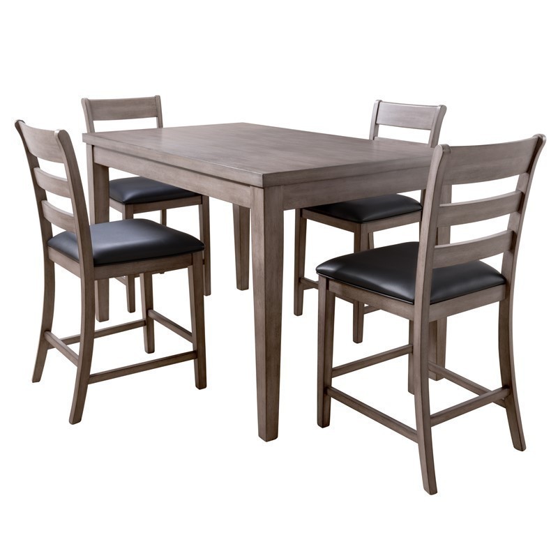 CORLIVING TNY-300-Z1 NEW YORK COUNTER HEIGHT DINING SET, 5 PIECES - GREY