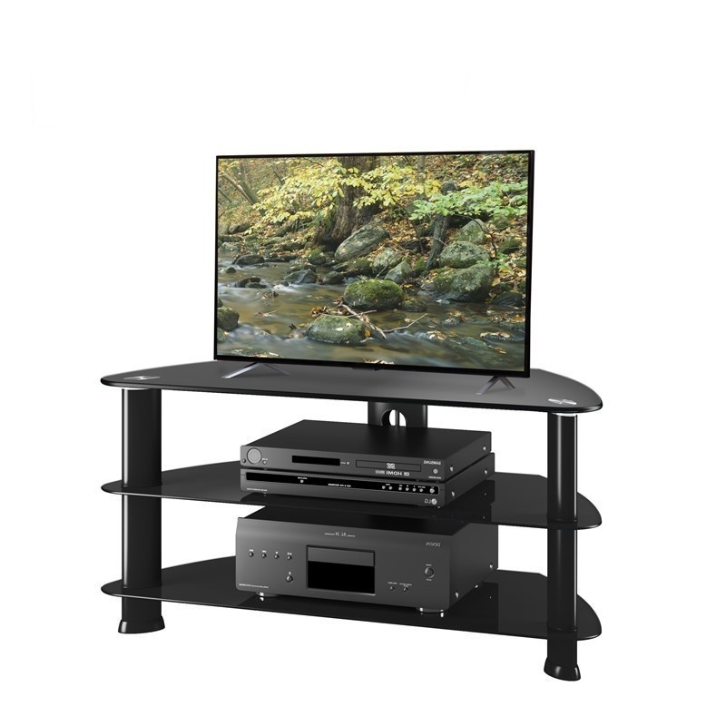 CORLIVING TRL-401-T 40 INCH GLASS TV STAND FOR TVS UP TO 43 INCH - SATIN BLACK