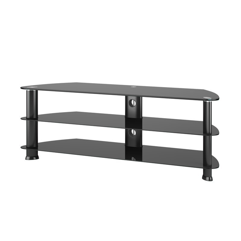 CORLIVING TRL-501-T LAGUNA 55 INCH GLASS CORNER TV STAND FOR TVS UP TO 65 INCH - BLACK