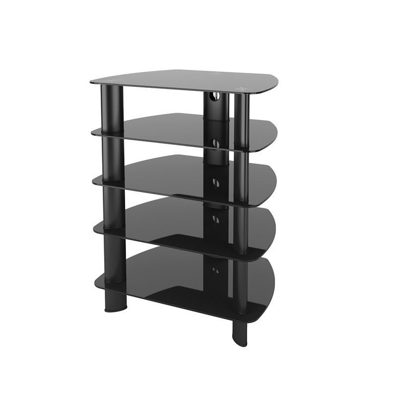 CORLIVING TRL-801-C 26 INCH GLASS COMPONENT STAND - SATIN BLACK
