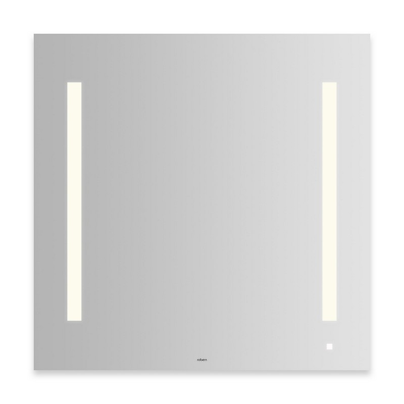 ROBERN AM3030RFPAW AIO SERIES 29-1/8 X 29-7/8 INCH DIMMABLE WALL MIRROR WITH LUM LED LIGHTING, USB CHARGING PORTS AND OM AUDIO