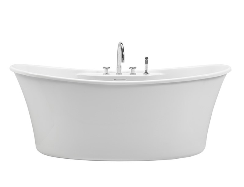RELIANCE R6032LXVS-W 60 INCH CENTER DRAIN FREESTANDING SOAKING BATHTUB WITH DECK FOR FAUCET AND VIRTUAL SPOUT - WHITE