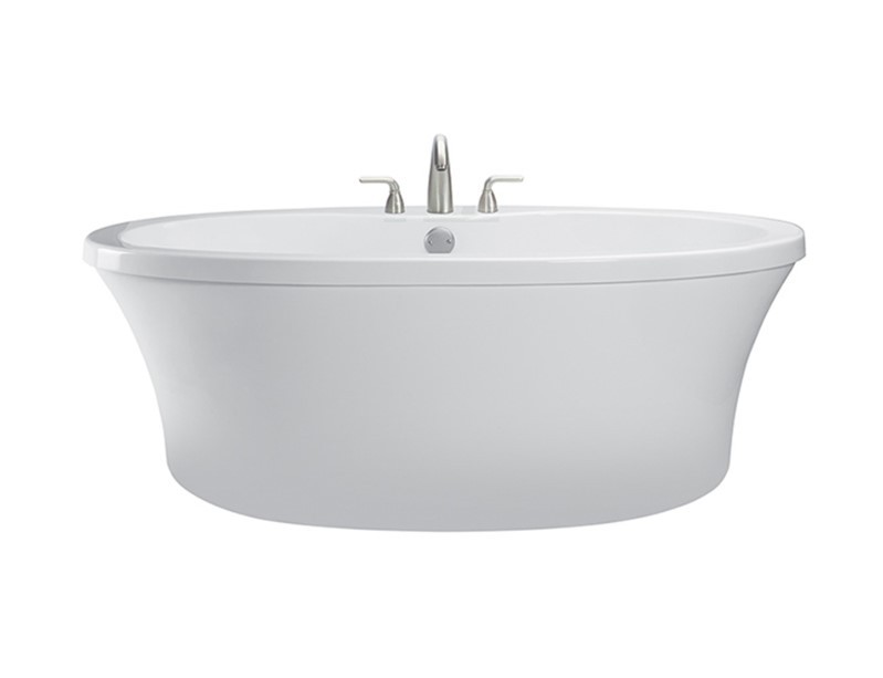 RELIANCE R6636OFSXS 66 INCH CENTER DRAIN FREESTANDING SOAKING BATHTUB WITH DECK FOR FAUCET
