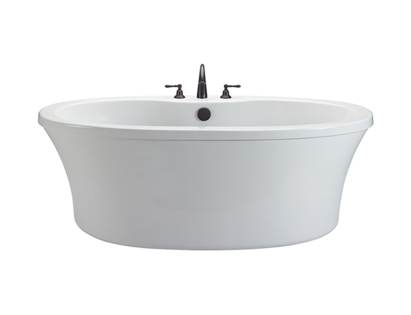 RELIANCE R6636OFSXSAVS 65 1/2 INCH CENTER DRAIN FREESTANDING SOAKING BATHTUB WITH DECK FOR FAUCET, ABOVE ROUGH AND VIRTUAL SPOUT